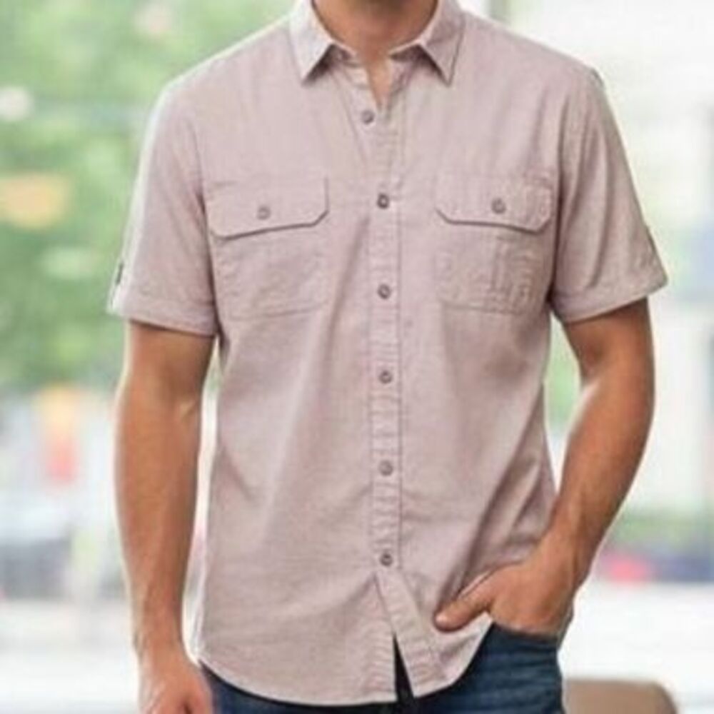 Marc Annthony  short sleeve button down  Large  Minimalist  earthy utility  work